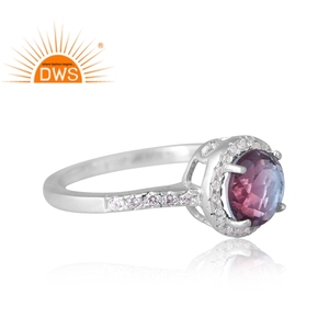 Nuevo diseño de tendencia 925 plata esterlina natural Bio Alejandrita Doublet cuarzo y CZ anillo de piedras preciosas fabricante de joyería personalizada - Product Image 4