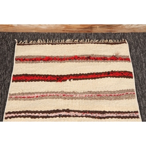 พรมตุรกีขนาดเล็ก 1.8x3.2 ฟุต พรมวินเทจ พรมลายทางสีเบจ KLM - Product Image 2