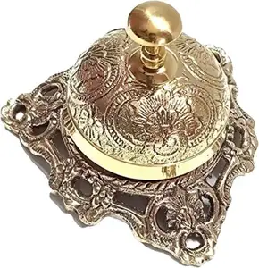 Cloche de table en métal antique en laiton gaufré à la main pour bureau et bureau, style vintage, cloche de designer