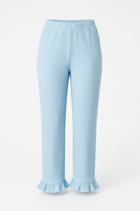 Pantalones de Punto Acanalado de Invierno, Transpirables, Resistentes al Viento, de Pierna Ancha, con Dobladillo de Lechuga, Cintura Elástica, Ropa Casual y Cómoda para Mujer - Product Image 6