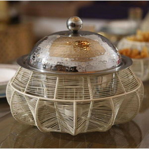 Luxury Dome <b>Food</b> <b>Warmer</b> Polished Steel Buffet Bowl with Elegant Gold Frame Stand <b>for</b> Wedding Hotel & Home Serving - Product Image 5