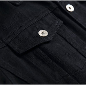 Veste en jean Hip Hop décontractée de rue mince pour hommes de qualité de luxe à la mode col montant conception 100% veste en gros en coton - Product Image 5