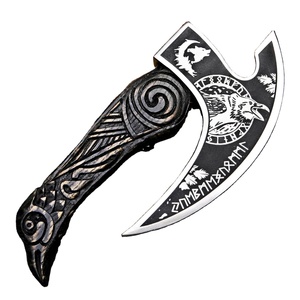 Mini Hacha Cortadora de Pizza para Exteriores, Hacha de Acero de Alta Calidad, Hacha de Damasco con Mango de Madera y Funda de Cuero, Hachas de Cocina - Product Image 4