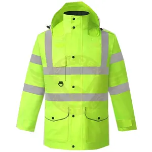 2023 Hi Viz Reflective Safety Men's Winter Coats Water-Repellent Windproof Thicken Parkas Padded Puffer Jacket