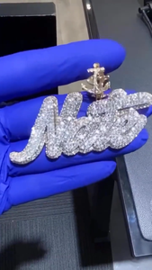 Colgante de Plata de Ley 925 con Letra Personalizada, Estilo Hip Hop, con Diamantes de Moissanita VVS, de Lujo, para Uso Unisex - Product Image 4