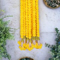 Rangkaian Bunga Plastik Buatan Tangan Marigold 5 Kaki Dua Warna Dekorasi Rumah Pernikahan India Wisuda Hari Ibu