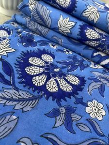 ชุดเดรสผ้าฝ้ายสำหรับเด็กผ้าฝ้ายพิมพ์ลายดอกไม้สีน้ำเงินลายดอกไม้สำหรับเดรสอินเดียพิมพ์ด้วยมือ - Product Image 3