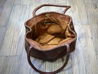 Echte Leder-Damen-Tragetasche Moroccansoul mit Reißverschluss im Vintage-Stil, Einfarbiges Muster, Used-Look, Für Alle Jahreszeiten, Hergestellt in Marokko