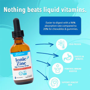 Gouttes liquides de soutien immunitaire au zinc ionique Private Lbael, haute puissance, offrant un soutien à la digestion et au système gastro-intestinal, gouttes liquides de zinc - Product Image 3