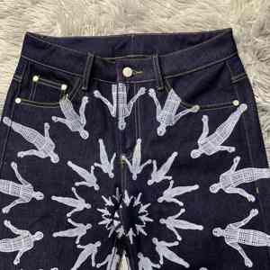 Jean pour homme personnalisé 100% coton, coupe droite, taille mi-haute, imperméable, coupe-vent, écologique, avec logo à la taille - Product Image 4