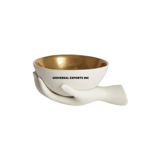 Cuenco de chocolate de metal con acabado blanco y dorado Cuenco dulce hecho a mano de calidad superior Cuenco de chocolate nuevo con estilo clásico - Product Image 1