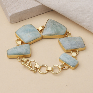Bracelet de luxe plaqué or Amazonite - Product Image 3