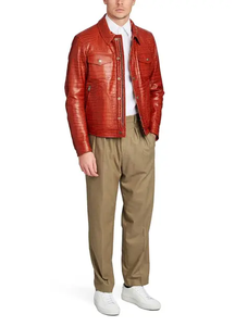 Chaqueta Bomber Vintage de Lona con Cremallera y Logotipo Personalizado en Relieve, de Cuero Vacuno Genuino Personalizable, Resistente al Viento e Impermeable para Hombre - Product Image 5