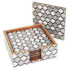 Dessous de verre rond en incrustation d'os meilleure qualité artisanat bois d'acacia et nacre sous-verres faits à la main bois boisson thé sous-verres - Product Image 3