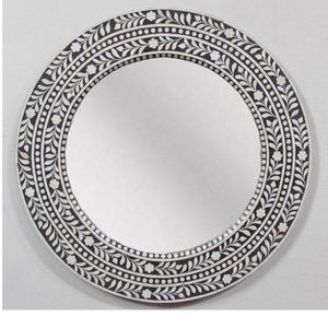Cadre de miroir rond en incrustation d'os fait à la main décor à la maison Art cadeau meubles pour salon miroir décoratif mural Unique - Product Image 1