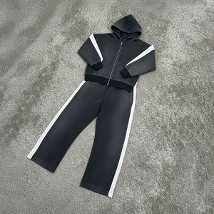 100% coton hommes lavage à l'acide pull survêtement personnalisé imprimé logo lourd 480GSM confortable homme 2 pièces ensemble - Product Image 1