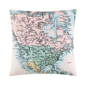 Cuscino decorativo vintage con mappa del mondo di Mainstays, 16 x 16 cm, rosa, lavabile - Product Image 1