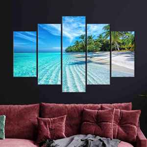 Toile imprimée Paysage de plage - Affiche artistique vue sur l'océan, Mix 5P : Galerie d'art sur toile - Product Image 1