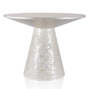 Mesa Auxiliar con Pedestal MOP, Muebles de Nácar, Diseño Intrincado con Incrustaciones de Concha, Acento Decorativo Sofisticado para Espacios de Lujo - Product Image 6