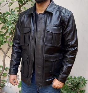 Chaqueta de cuero genuino de primera calidad para hombres con costuras fuertes de acabado suave y ajuste cómodo diseñado DE LA India - Product Image 4