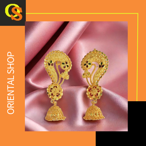 ชุดต่างหูแบบดั้งเดิมเครื่องประดับต่างหูชุบทอง22CT แบบ Jhumka สำหรับผู้หญิงที่สวมใส่โดยผู้ส่งออก - Product Image 3