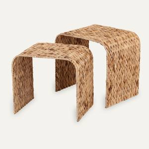 Ensemble de tables d'appoint en jacinthe d'eau naturelle au design tendance, tables d'appoint écologiques en fibre - Product Image 1