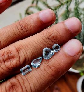 Piedra Preciosa de Aguamarina Natural, Corte Mixto Facetado para Joyería, Suelta, Azul Cielo Limpio, Tratada con Cera/Aceite, 0.3-0.7 Quilates - Product Image 3