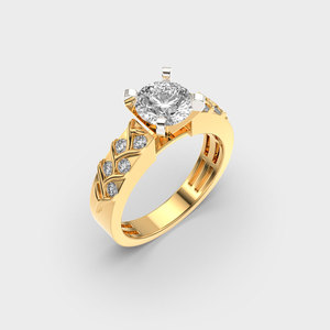 Joyería de Oro Amarillo de 18K con Incrustaciones Brillantes para Mujer, Elegante Regalo de Aniversario de Oro Sólido Hecho a Mano para Ella - Product Image 3