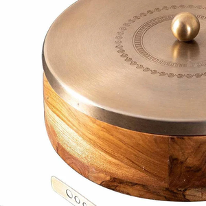 Hot selling <b>Box</b> For Kitchen Wooden Chapati <b>Box</b> For Kitchen Hot Pot Roti <b>Box</b> With Stainless Steel Tong Gold Laser lid - Product Image 4