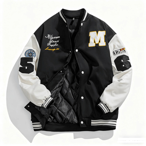 เสื้อแจ็กเก็ตเบสบอลผ้ากำมะหยี่ปักลายสำหรับผู้ชายทรงหลวมใส่สบายออกแบบได้ตามต้องการ - Product Image 3