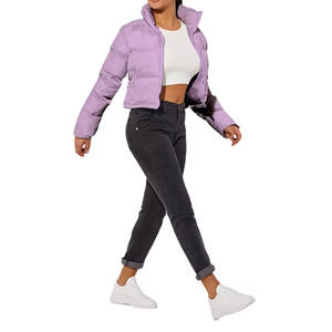 Chaqueta Acolchada Corta de Invierno para Mujer, Fabricación de Ropa Personalizada, Transpirable, Color Sólido, Teñido Liso - Product Image 4