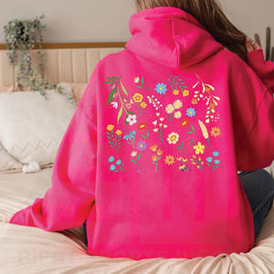 Sweat à capuche de haute qualité personnalisé, coloré, à enfiler, pour femme, imprimé jardin, lourd, broderie écologique de qualité supérieure, nature - Product Image 3