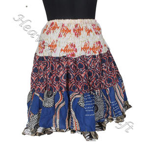 Mini jupe courte en coton avec écusson d'été indien Mini jupe sexy en coton avec écusson multicolore élégant pour le confort des vêtements d'été - Product Image 5