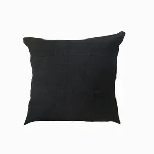 ผ้าโคลนแอฟริกันผ้าปิดปาก100% ผ้าสี่เหลี่ยมสีดำล้วนพิมพ์ลายใบไม้สำหรับโซฟาโซฟากลางแจ้งของตกแต่งบ้าน - Product Image 1