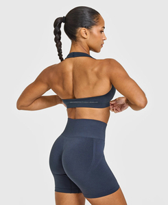 Women's High <b>Support</b> 2 Piece Yoga Set Breathable Short & Bra Eco-Friendly Halter Neck Solid Pattern Low Price - Product Image 2