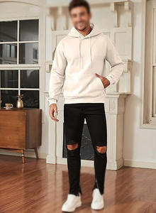 <b>Men</b>’s Premium <b>White</b> Hoodie Soft Cotton Blend Casual <b>Sweatshirt</b> for Winter Fashion Comfortable Everyday Wear - Product Image 3