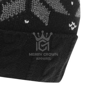 Gorro de punto cálido de invierno de alta calidad de color personalizado a precio de venta al por mayor con logotipo personalizado, el mejor gorro de jacquard - Product Image 6