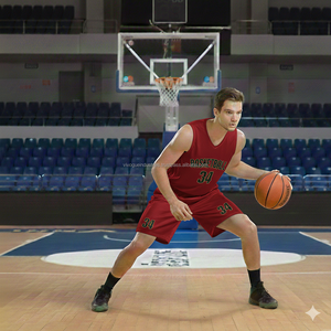 Uniformes de Baloncesto Personalizados al por Mayor, Conjunto de Camiseta sin Mangas y Pantalones Cortos, Bordados e Impresos con Transferencia Térmica, 100% Poliéster Malla - Product Image 6