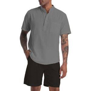 Men's Cotton <b>Linen</b> Set <b>Shirts</b> <b>Shorts</b> Outfits 2 Pieces Beach Clothes Vacation Matching Suit Summer Wear <b>Shirt</b> <b>Sleeve</b> - Product Image 3