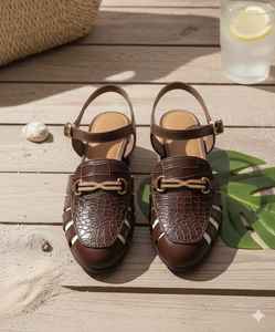 Genuine Leather Roman, <b>Black</b> Real Leather Flat and HeelSandals for Women Soft W hite Bottom Woven Leather for Summer - Product Image 6