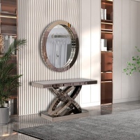 Table de Console en diamant écrasé, décoration de couloir de luxe léger, ensemble de miroirs muraux carrés
