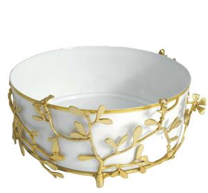 Bol en chocolat blanc recouvert de métal, support doré, qualité supérieure, fait à la main, passe au lave-vaisselle, durable, Falcon International FI-23206 - Product Image 1