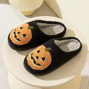<b>Fluffy</b> Halloween Citrouille for <b>Slippers</b> with Closed Toe Mignons Chaussons - Product Image 3
