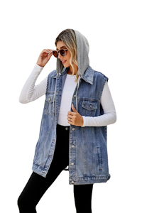 <b>Women</b> Denim <b>Jacket</b> Sleeveless Blouse Pure Color Retro Coat <b>Fly</b> Sleeve Print Fashion Tops <b>Jacket</b> Outerwear <b>Jackets</b> Leopard Spring - Product Image 2