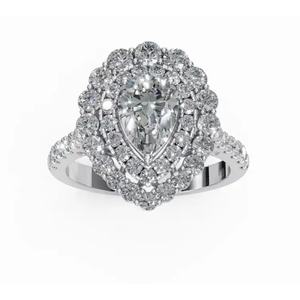 แหวนหมั้นเพชรเพียร์ร่าลูกแพร์ทรงรัศมี ประกายงามสง่า น้ำหนัก 1.630 กะรัต ทอง 9 กะรัต 14 กะรัต 18 กะรัต เครื่องประดับชั้นดี ขายส่ง - Product Image 1