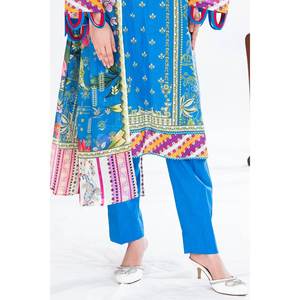 Conjunto de traje de tela estampada sin coser de 3 piezas azul para mujer - Product Image 6