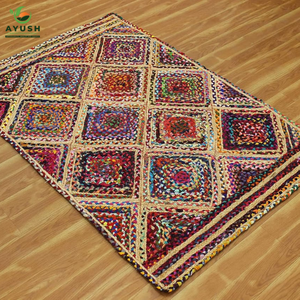 Alfombras de piso para sala de estar y comedor hechas de yute y material de algodón de color alfombras de yute trenzadas a mano personalizadas - Product Image 1