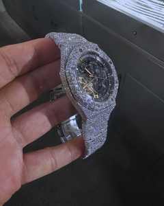 Reloj elegante de acero inoxidable de 41mm para hombre con diamantes helados, joyería de negocios de lujo con esfera de 46mm de diámetro - Product Image 3