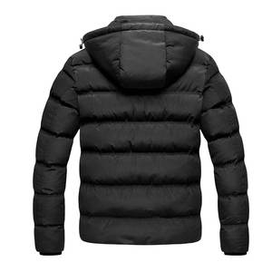 Veste d'hiver en duvet pour homme sur mesure OEM, col montant avec capuche et logo frontal, doudoune fine - Product Image 2