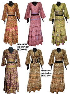Nuevo conjunto de falda Sari Vintage, vestido tradicional indio para mujer, seda 100% ecológica para festivales, uso diario, tamaño libre - Product Image 2